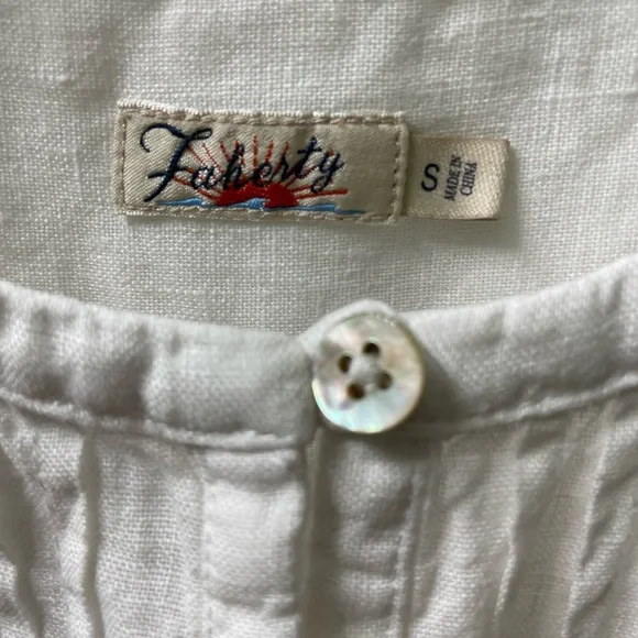 Faherty White Gemina Pintuck Linen Top - Picture 5 of 7